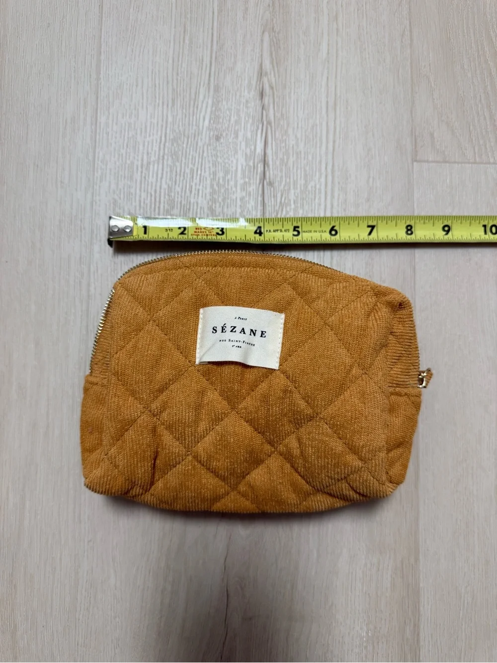 NEW Sezane Quilted Mustard Pouch Bag